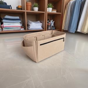 TEMU 여성용 대형 펠트 가방 정리 파우치 - 지퍼 포켓 포함, 휴대용 핸드백 분리대 (립스틱, 마스카라, 열쇠, 다이어리, 지갑 수납용) | 핸드백 라이너, 토트백, 파우치, 데일리용 내부 정리 인서트