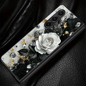 TEMU 폰 케이스: 블랙 앤 화이트 패션 로즈 케이스, 갤럭시 폴드5 폴드3 폴드7 폴드6 Z 폴드 7 6 5 4 3 폴드4 호환 백 폰 커버