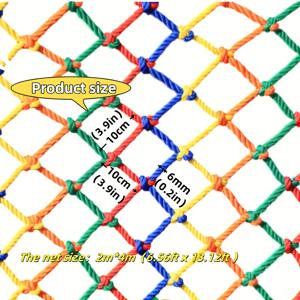 TEMU 1개 78.74인치 × 157.48인치 컬러 폴리에스터 보호망 - 계단용 보호망, 발코니 가드, 창문 밀봉 안전 평면망, 명승지 보호망, 계단 낙하 방지 망, 공사용 낙하 방지 망, 안전망, 등반망, 차량 밀봉망, 스키장 보호망, 경기장 차단망, 내구성 있는 로프망, 가금류 사육용
