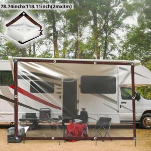 TEMU 방수 타프, RV 확장 액세서리 및 캠핑 확장 사이드 커튼용 비닐 커버, 무색 투명으로 시야 방해 없음, 야외 극한 날씨 사용에 적합, 온실, 마당, 정원, 발코니, 가을 겨울 시즌용 방습 커버, RV 캠핑 필수품
