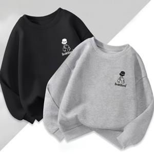 TEMU 2025년 신상 남아용 스웨트셔츠, 긴팔 라운드넥 상의, 투피스 세트