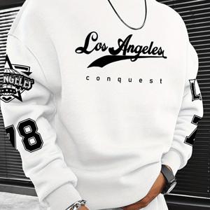 TEMU 유럽&미국 스타일 성인용 패션 레터링 도시 이름 패턴 프린트 캐주얼 크루넥 스웨트셔츠