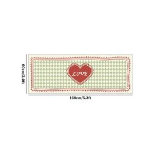 TEMU 그린 체크무늬 러브 러너 러그 1개, 10mm 두께 고품질 인조 캐시미어, 점박이 플라스틱 뒷면, 모던 심플 침실 침대 옆 플러시 카펫, 집 장식, 핑크 프린트, 소파, 커피 테이블, 옷걸이용, 부드러운 바닥 매트