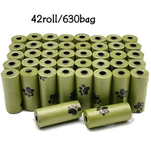 TEMU 630개/42롤 누수 방지 냄새 차단 두꺼운 애완동물 배변봉투, 발자국 디자인 - 세척 쉬움, 폴리에틸렌 소재, 강아지 배변에 완벽, 애완동물 배변봉투|재미있는 디자인|누수 방지 소재, 봉투