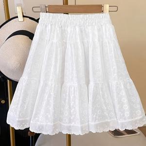 TEMU 여성용 우아한 솔리드 컬러 웨딩 & 파티 맥시 스커트 - 하이웨이스트 가로 주름 케이크 스커트, 신축성 허리밴드, 손세탁 가능, 사계절 특별한 날 의상 (비침 없음)