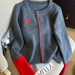 TEMU 카운터 풀드 컬러블록 스플라이스 여성용 가디건, 부드럽고 유연함, 쁘띠 사이즈, 컬러블록 커프스, 고급 베이스 레이어 탑