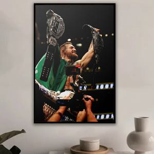 TEMU 1개 코너 맥그레거 MMA 파이터 벨트 승리 포스터 - 다이내믹 복싱 & MMA 벽 예술, 고해상도 프린트 내구성 있는 프레임리스 캔버스, 홈 짐, 동굴, 사무실 장식용 - 복싱 팬, 크리스마스, 생일 선물로 완벽, 2D 플랫, 방 장식에 완벽