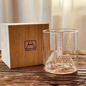 TEMU 일본 화산 분화구 위스키 글라스 - EDO 빙하 화산암 디자인, 300ml 위스키 텀블러, 선물 박스 & 코스터 포함 - 고급 일본 위스키 글라스, 전문가, 파티, 선물용