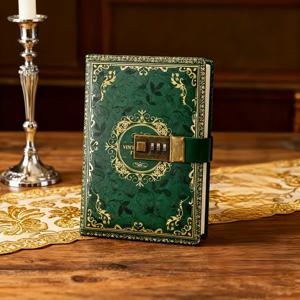 TEMU 남녀 공용 빈티지 PU 가죽 콤비네이션 잠금 장치 레트로 비밀번호 노트북