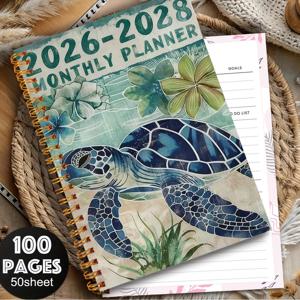 TEMU 2026-2028 귀여운 바다거북 커버 3년 플래너 - 월간 & 일일 플래너, 컴팩트 5.5