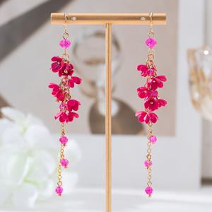 TEMU 귀여운 작은 꽃 술 귀걸이 1쌍 멀티 세트, 활용도 높고 우아한 스타일, 멀티 컬러 에나멜 꽃 롱 드롭 귀걸이, Vingate 기하학적 입체 디자인, 우아함, 로맨틱함, 달콤함, 영한, , 섹시함, 스위트 앤 쿨 스타일, 여성 스트리트 사진, 연회, 캐주얼 파티, 휴가, 데일리웨어에 적합