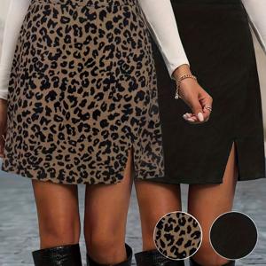 TEMU 여성용 코듀로이 프린트 및 단색 코듀로이 스커트 세트 (가을/겨울)