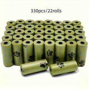 TEMU 330개/300개 두꺼운 누출 방지 애완 동물 배변 봉투 | 냄새 차단 폴리에틸렌, 귀여운 발자국 디자인, 강아지 및 고양이에게 적합 - 22롤/20롤