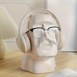 TEMU 모아이 스톤 스태츄 데스크탑 티슈 박스 (코孔 디자인), 멀티 기능 정리함 (안경/이어폰/티슈용), 모던 홈 데코 (커피숍, 거실, 침실, 욕실, 식탁, 커피 테이블), 부활절, 크리스마스, 할로윈 및 기타 명절 필수 아이템