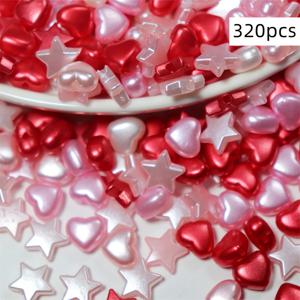 TEMU 8-10mm 아크릴 펜타그램 및 하트 모양 비즈 320/520개로 팔찌, 목걸이, 반지 등을 만들 수 있습니다. 핑크 및 레드 색상의 고품질 참 비즈는 발렌타인데이에 완벽하며, 다양한 추가 장식으로 사용할 수 있습니다.