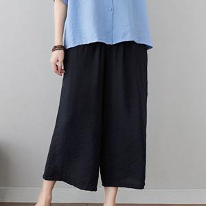 TEMU 여성 9세션 면 와이드 팬츠 9세션 팬츠 고무 밴드 슬랙스 밴딩 팬츠 여름 와이드 팬츠 와이드 슬랙스 캐주얼 팬츠 통근 편안한 하이 웨이스트 팬츠