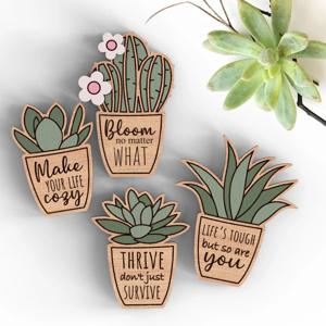 TEMU 4개 다육 식물 & 선인장 자석 장식 | 튼튼하고 설치가 용이하며 식기세척기 사용 가능, 냉장고, 사무실 등에 제거 가능 - PVC 재질, 가정 및 휴일 장식에 이상적, 제거 시 손상 없음