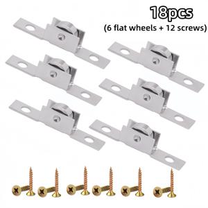 TEMU 18개 (롤러 6개, 나사 12개 포함)으로 구성된 고강도 저소음 메탈 볼 베어링 레일 시스템 - 창문, 캐비닛 및 문을 위한 완전한 도어 하드웨어 부품에 적합, 설치 용이