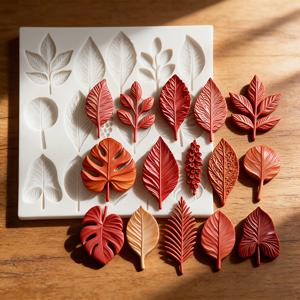 TEMU 사실적인 나뭇잎용 실리콘 수지 몰드, 수지 주형 몰드, 다양한 식물 잎 모양, DIY 수지 공예, 양초, 석고, 점토, 집 장식 및 선물 만들기용