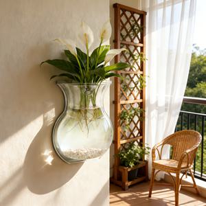TEMU 투명 벽걸이 화분 | 튼튼한 행잉 화분, 작은 어항, 수경 재배 꽃밭 바구니, 실내/실외 장식 분재 스탠드, 발코니, 침실, 통로, 마당 및 정원에 완벽한 투명 꽃병, 가족을 위한 이상적인 선물, 플라스틱 재질
