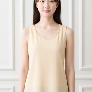 TEMU 여성 기본 민소매 캐미솔 | 캐주얼 패션 부드럽고 통기성 좋은 다용도 레이어링 탱크 탑, 크루넥, 단색, 레귤러 길이, 여름 시즌