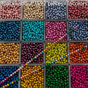 TEMU 1592개 16색 조합 세트, DIY 수제 주얼리 제작용 4mm 아크릴 구슬, 팔찌, 목걸이, 자동차 고리용 유니버셜 스타일 - 주얼리 액세서리 재료, 장식용 구슬 공예 용품