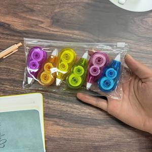 TEMU 6개 교정 테이프 지우개 | 투명 파스텔 색상 링, 내구성 좋은 플라스틱, 휴대용 학생용 학용품, 사무실을 위한 재미있는 문구 선물, 교실 필수품, 부드러운 지우기 (미니)