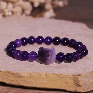 TEMU 1개 천연석 팔찌, 로즈 쿼츠 타이거 아이 아메시스트 고양이 팔찌, 베스트 프렌드 쿨 캣 헤드 팔찌 커플 고양이 발톱 비즈 체인