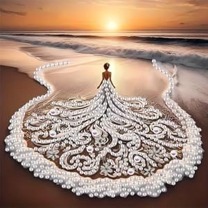 TEMU 5D 공주 소녀 스커트 페인팅 키트, 모양의 인공 보석과 함께, DIY 아트 캔버스, 홈 벽 장식에 적합 - 완전한 도구 세트 및 불규칙한 포함