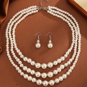 TEMU 빈티지 스타일 드레스 및 포멀 이벤트에 완벽한 멀티 레이어 인조 진주 목걸이 3개 세트