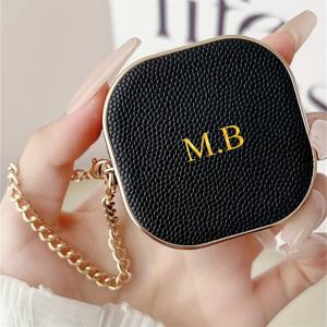 TEMU [맞춤제작] 개인화 럭셔리 맞춤 레터링 이름 갤럭시 버즈 2/2Pro/Pro/Live/FE 호환 소프트 커버 원통형 리치 패턴 합성가죽 이어폰 케이스