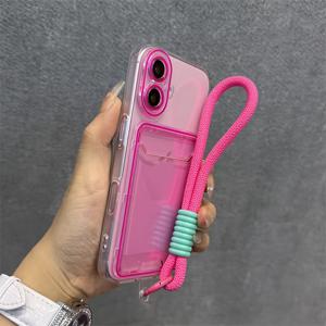 TEMU 폰 케이스: 3in1 오일 드롭 카드 홀더 및 랜야드 & 손목 스트랩 포함, 멀티컬러 아이폰 케이스 (11/12/13/14/15/16 Pro Max 호환)