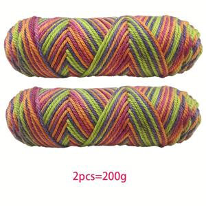 TEMU 2팩 알파카 울 염색 얀, 총 무게 200그램, 고품질 멀티 컬러 그라데이션 얀 볼, 알파카 울 60.00%, 울 30.00%, 아크릴 10.00%, 손뜨개용 특수, 스웨터, 스카프, 모자, 가디건 뜨개질에 사용 가능