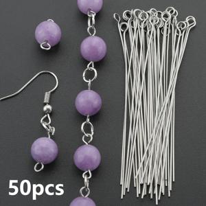 TEMU 50개 주얼리 제작 헤드핀, J자형 핀 포함, 60mm 길이의 J자형 핀 포함, 주얼리 제작 및 재봉 용품에 적합, J자형 아이 핀, 원형 헤드 핀, 절단 및 구부릴 수 있는 비즈 바늘, 귀걸이 연결 핀