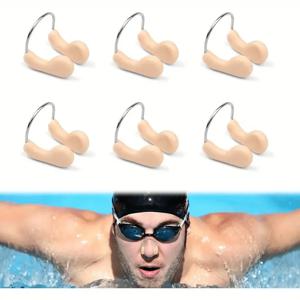 TEMU 6개 세트 프로페셔널 수영 코클립 - 스틸 와이어 & 실리콘 패드, 우아한 디자인의 편안함과 안정성, 안전한 착용감 - 슬립 코클립 (수영 훈련, 경기 및 레크리에이션용, 풀, 체육관, 스파) - 성인 및 청소년용 컬러 내구성 있는 수영 액세서리