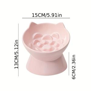 TEMU 고양이와 강아지를 위한 세라믹 높이 조절 슬로우 피더 볼, 삼키기 쉬운 음식과 흘림 방지 설계, 경사형 입구.