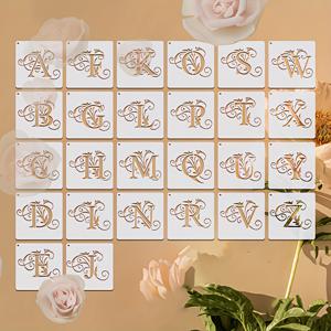 TEMU 그래피티용 예술적인 레터링 스프레이 페인팅 스텐실 26개 세트, 패셔너블한 벽 장식, 페인팅 복사용, 재사용 가능한 속이 빈 아트 보드