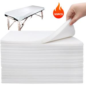 TEMU 전문가용 일회용 마사지 테이블 시트 /100개, 통기성 방수 스파 뷰티 침대 커버, 살롱 타투 얼굴 관리용 부드러운 부직포 (화이트)