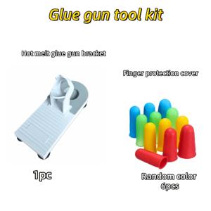 TEMU 수제 DIY 공구 세트 7개: 손가락 미끄럼 방지 보호 슬리브 6개 + 핫글루枪 스탠드 1개. 몰드 제작, 왁스 접착제, 스크레이퍼, 레진, 공예, 플라워 아트, DIY 가정용 글루枪 액세서리에 적합. 핫글루枪은 포함되지 않음