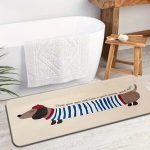 TEMU 1개 두꺼운 플란넬 바닥 매트, 귀여운 강아지 패턴, 간편한 세척, 주방, 출입구, 복도, 욕실 및 세탁실에 적합, 필수 휴일 기념, 소형 면적 카펫, 현관 카펫, 두꺼운 카펫