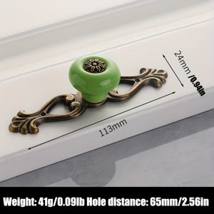 TEMU 1개 앤틱 구리 손잡이 세라믹 손잡이 서랍장 손잡이 / 캐비닛 손잡이 / 컬러풀 주방 캐비닛 손잡이 가구