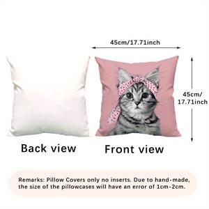 TEMU 귀엽고 스타일리시한 고양이 복숭아 피부 벨벳 베개 커버 1개 - 단면