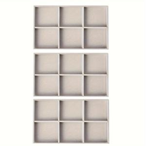 TEMU 6칸 구획 벨벳 쥬얼리 디스플레이 트레이, 반지 귀걸이 팔찌 목걸이 쇼케이스 박스, 커프스링크 보관 트레이 3종 세트, 쥬얼리 트레이