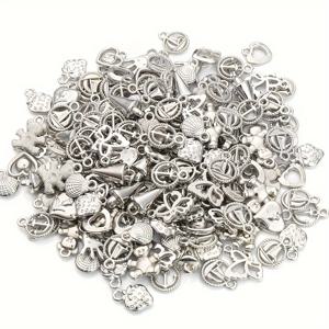 TEMU 30그램의 100-120개 플라스틱 CCB 혼합 펜던트 (골드 색상), 하트 모양, 5각 별, 동물 디자인 포함, 목걸이, 팔찌, 귀걸이 및 키체인 제작에 적합한 주얼리 제작 소재