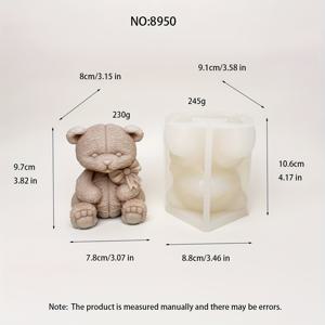 TEMU 보우 타이 곰돌이 양초 실리콘 몰드, 발렌타인데이 레진 장식품, 석고 비누 몰드