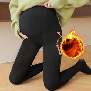 TEMU 여성용 임산부 타이츠, 가을/겨울용 중간 정도 두께의 스타일, 조절식 허리밴드 및 내장형 복부 서포트 포함, 임신 중 아우터웨어용 블랙 풋티드 레깅스