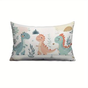 TEMU 귀여운 공룡 단면 프린트 장식용 소파 쿠션 커버 1개 - 피치 스킨 벨벳 베개 커버 50*30cm