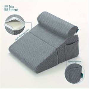 TEMU 조절 가능한 웨지 베개 세트, 접어서 테이블로 사용 가능, 사무실, 침대, 지지 물품에 적합, 다목적 삼각형 쿠션 (등, 다리, 무릎 지지) – 세탁기 사용 가능, 고밀도 폼 충전재와 폴리에스터 커버