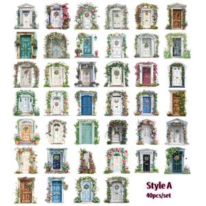 TEMU 쥬크 저널, 스크랩북, 사진 앨범, 문구류, 프로젝트 및 잡지 장식에 적합한 수제 창의적인 빈티지 봄 꽃 스티커 40개 세트