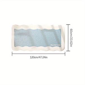 TEMU 부드러운 플러시 블루 도트 러너 매트 - 세탁 가능, 미끄럼 방지, 불규칙한 모양, 침실 또는 거실 장식용 스타일, 10mm 두께의 모조 캐시미어, 기계 세탁 가능, 아늑하고 스타일리시한 홈 액센트